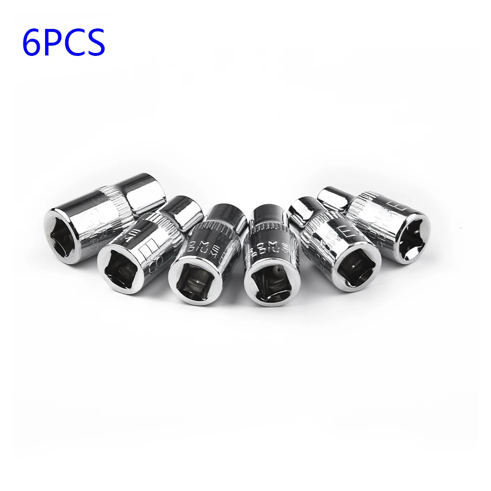 6pcs Ratchet Wrench Socket Converter Sleeve Head Ratchet Socket Set Torque Wrench Female Socket Adapter E Socket Driver Joint