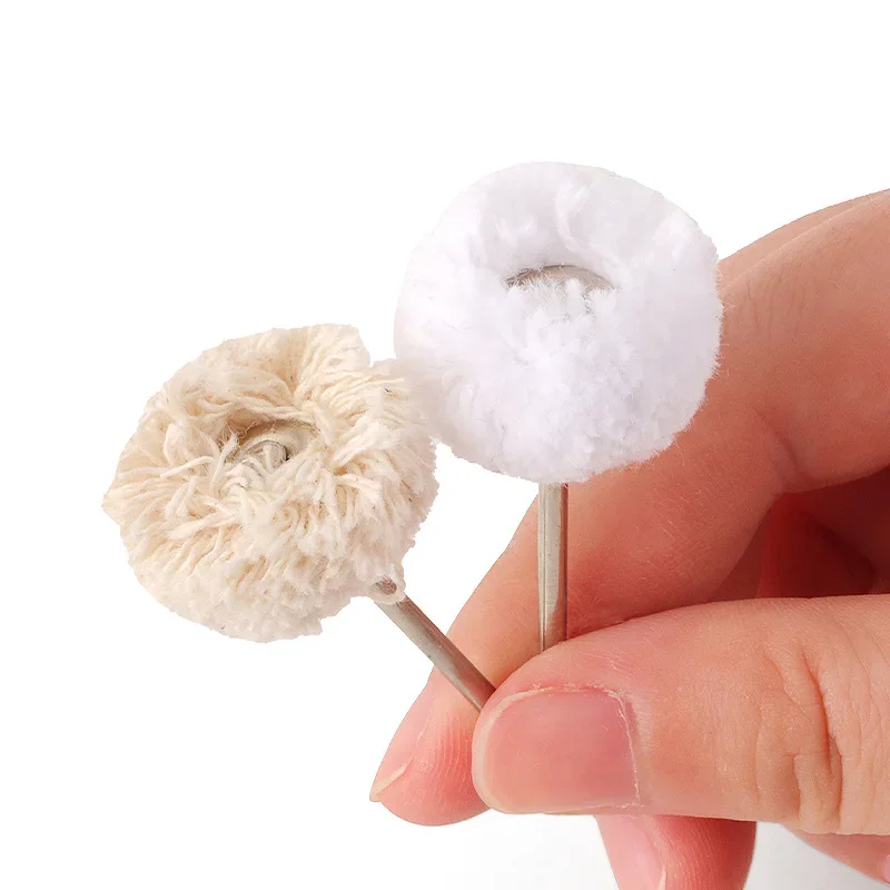 10 قطع من فرشاة تلميع خيط القطن، تستخدم لتلميع وتلميع المجوهرات الدقيقة أداة دريمل الدوارة