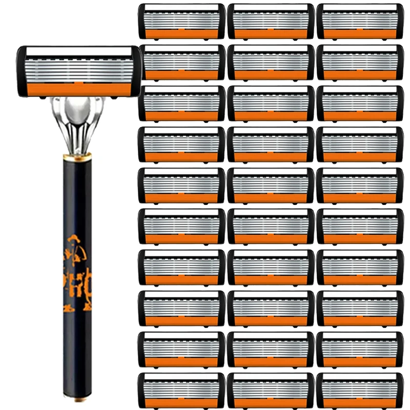 

Shaver Brand New Design Men Razor Shaving six Layer Shaver Reusable Razor Imported Blade Multi Tool Head Change