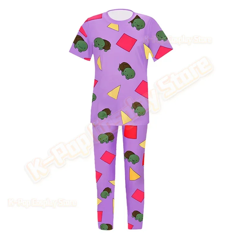 ‌ K-Pop De Mon Hunters Rumi ملابس خاصة مجموعة الكرتون الدب وقطار الحليب بيجامة من الحرير فضفاضة الساق السراويل هوديي تأثيري حلي هالوين