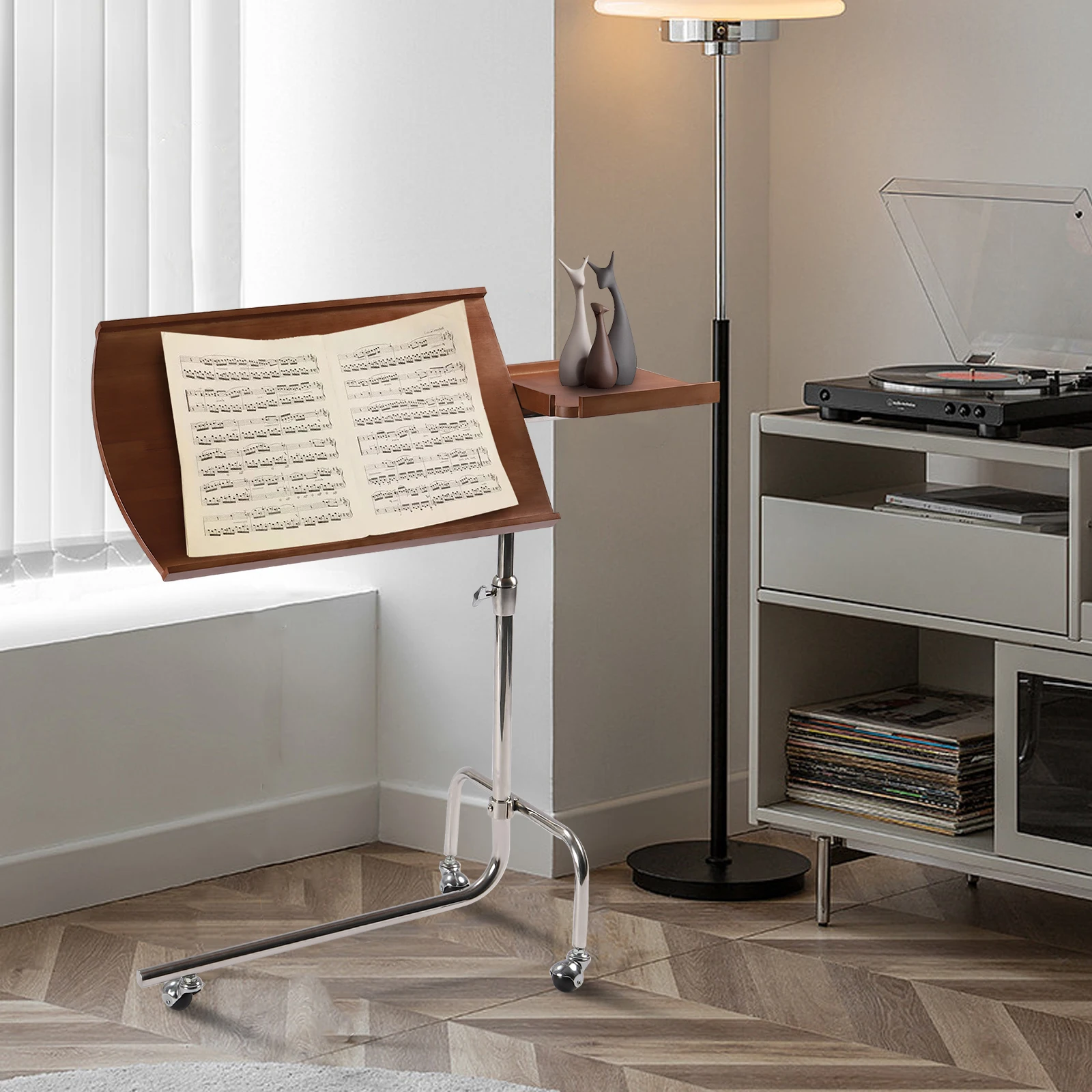 Adjustable Laptop Tray Table, Wooden Swivel with Ergonomic Stand