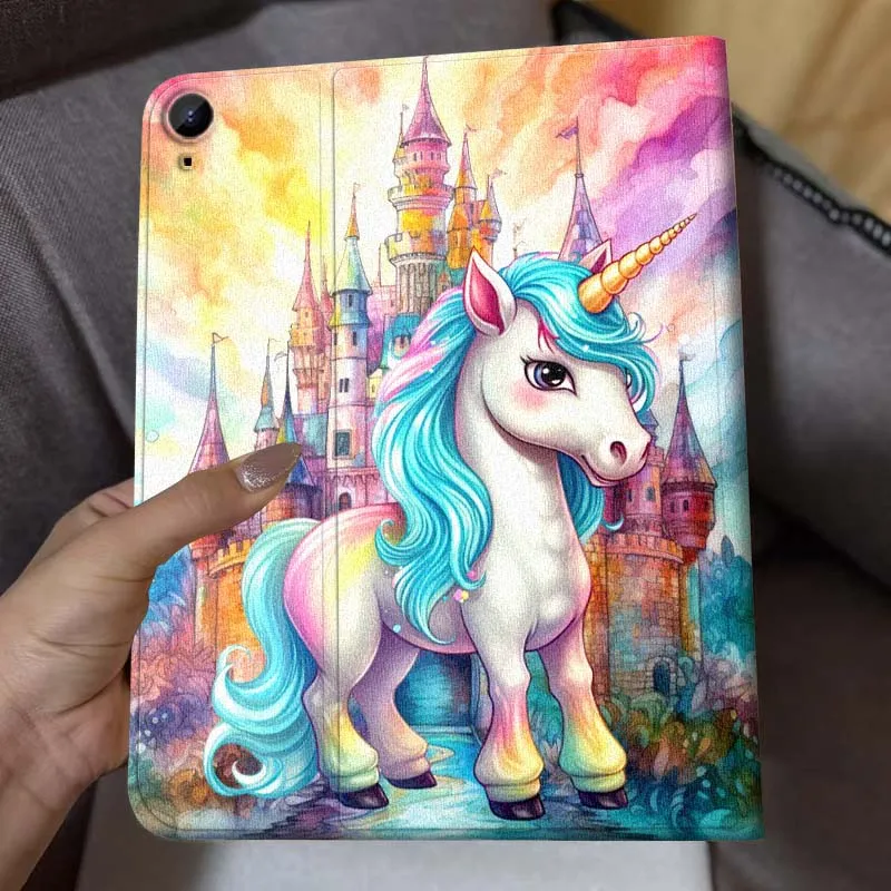 حافظة كمبيوتر لوحي لطيفة على شكل وحيد القرن لهاتف سامسونج جالاكسي تاب A A7 A8 A9 A11 S6 S11 Lite Plus 10.1 10.4 10.5 بوصة