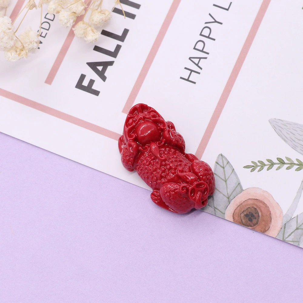 3pcs Exquisite Coral Beads Carving Pixiu Synthetic Coral Perforated Talisman Lucky Beads for DIY Bracelet Necklace Accessories