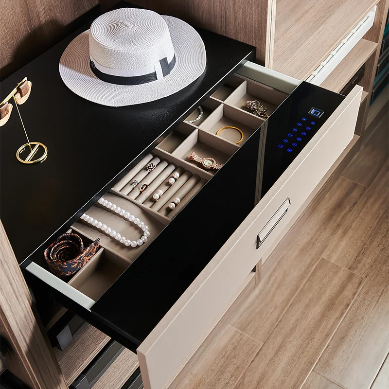 

Password Drawer Jewelry Box Drawer Type Fingerprint Safe Home Embedded Hidden Wardrobe Basket Safe