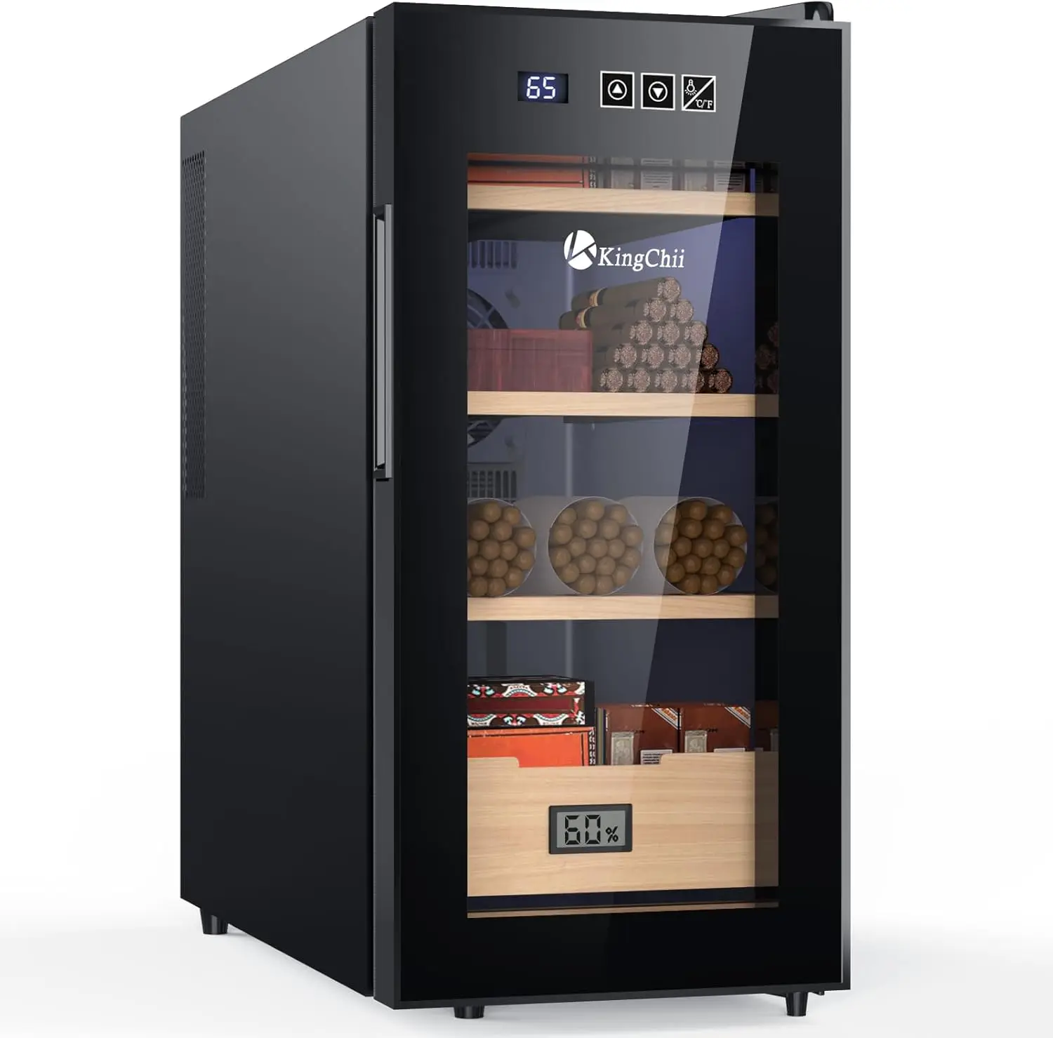 26L Electric Cigar Humidors Cooling, Heating Control System, Electronic Humidor Cabinet with Spanish Cedar Wood Shelves