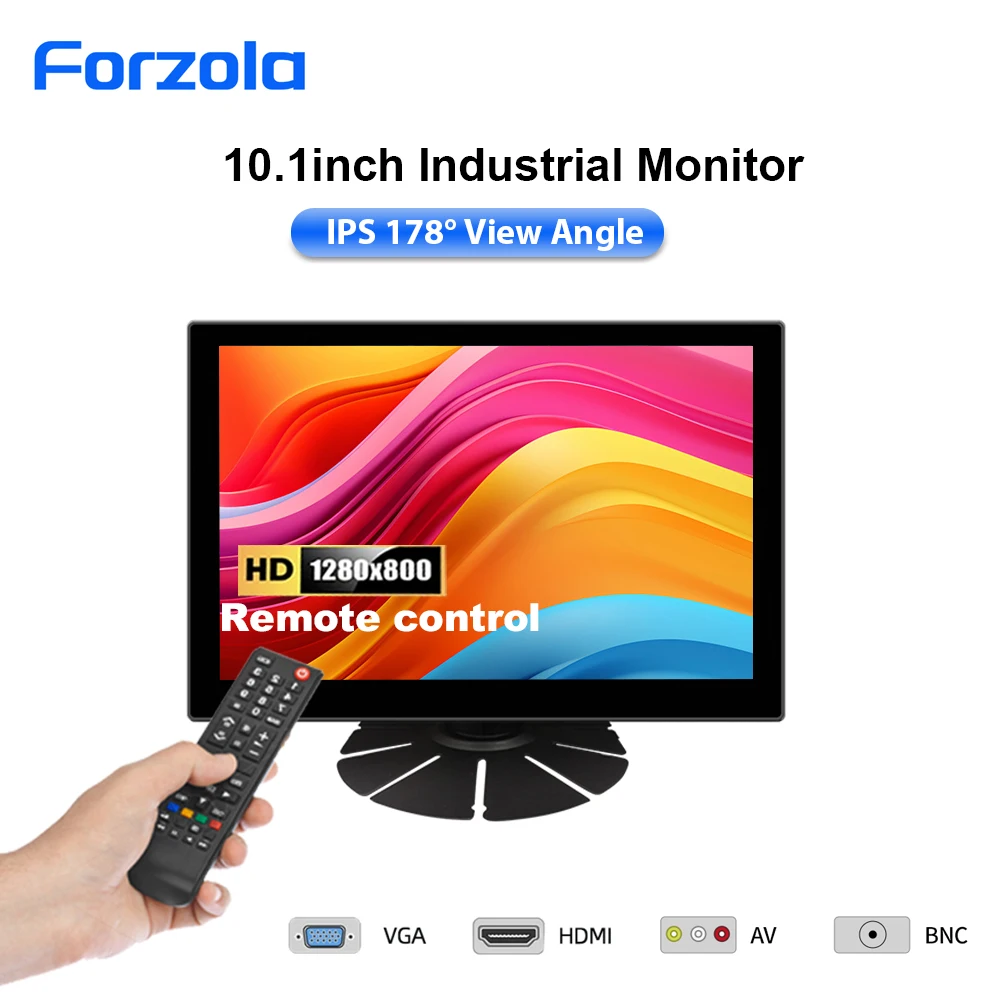 FORZOLA 10.1" Industrial monitor IPS LCD Display 1280*800 Computer Monitor HDMI VGA AV BNC USB Ports With Remote Control stand