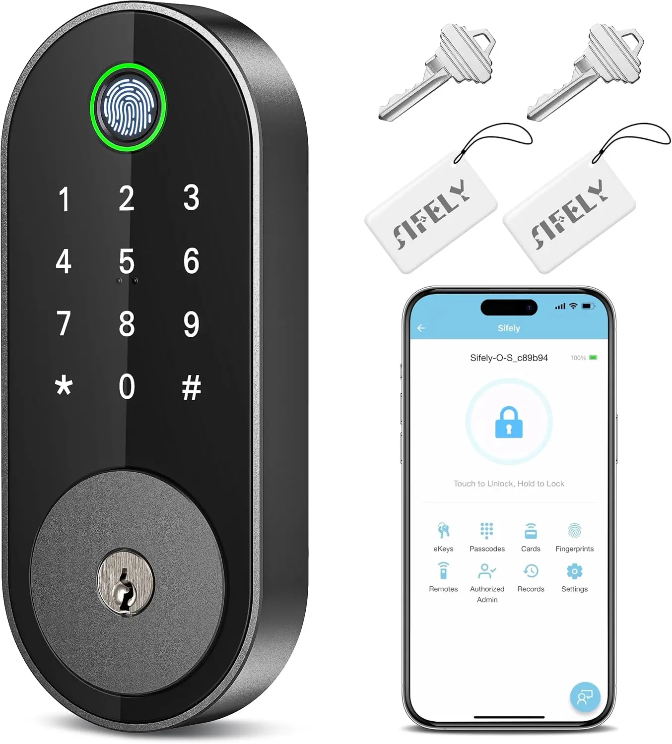 

Smart Keyless Entry Lock with Fingerprint, Keypad & App Control for Home, Office, Airbnb - Easy DIY Install