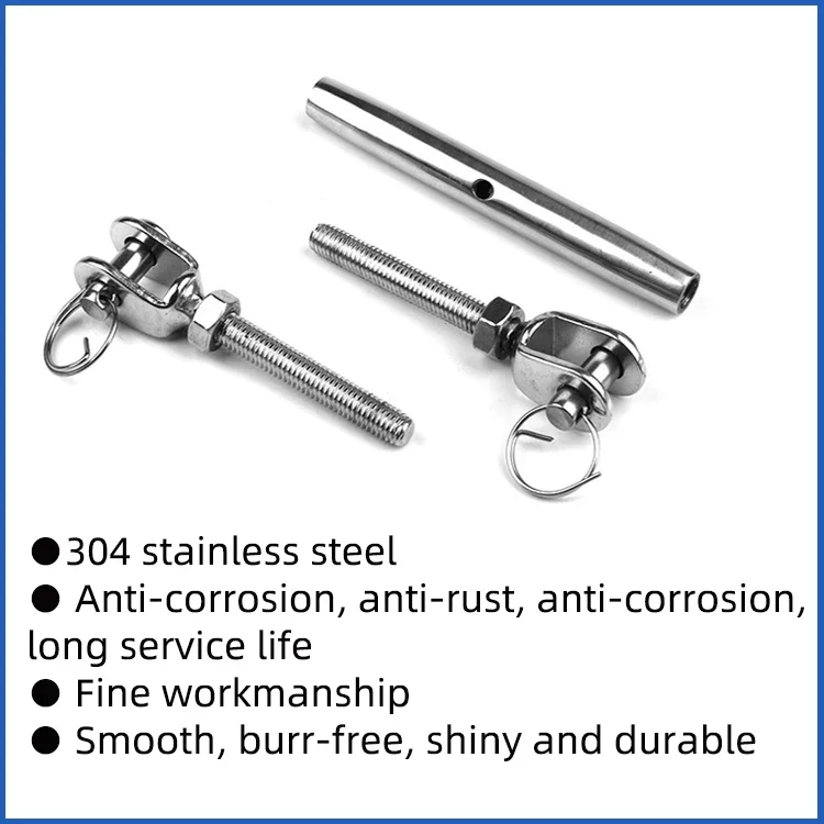 Turnbuckle Stainless Steel Jaw and Jaw Turnbuckle Rigging Screw Closed Body Turnbuckle Jaw for Marine Grade M5 M6 M8 M10 M12 M16