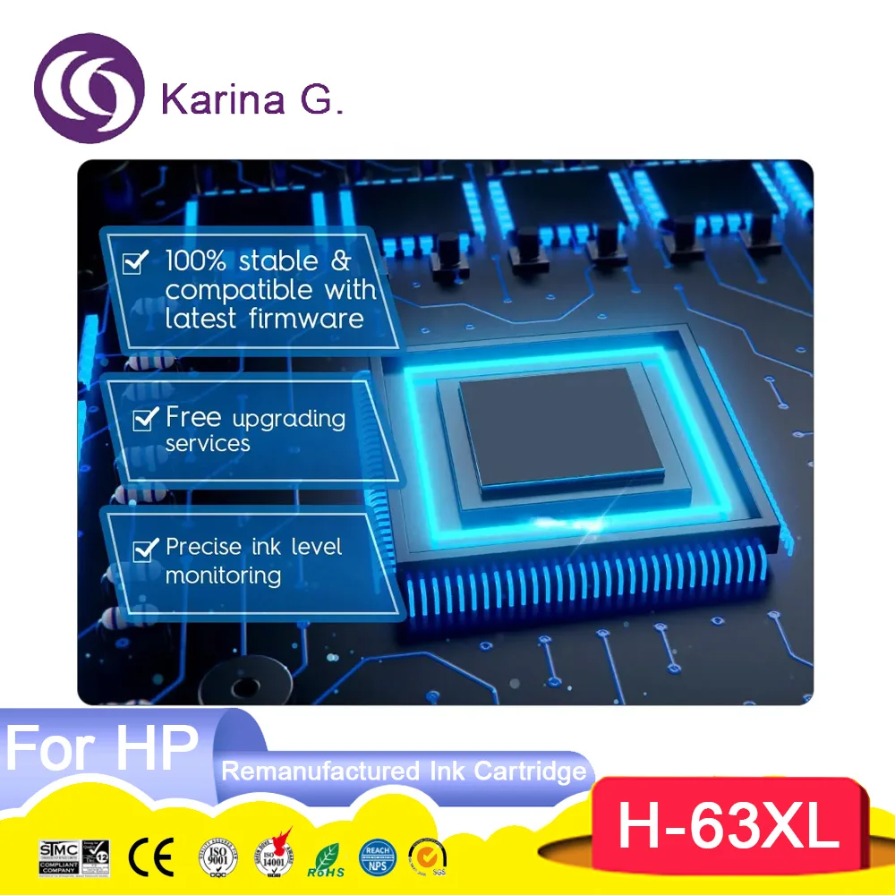 خرطوشة حبر سوداء ملونة معاد تصنيعها 63 XL 63XL لـ HP63 لـ HP63xl لطابعة HP Deskjet 2131 2130 3630 4520 1111 1110