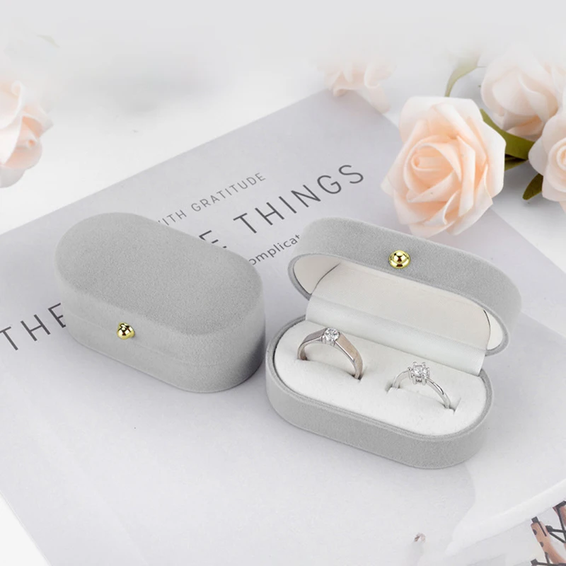 New Velvet Double Ring Box for Engagement