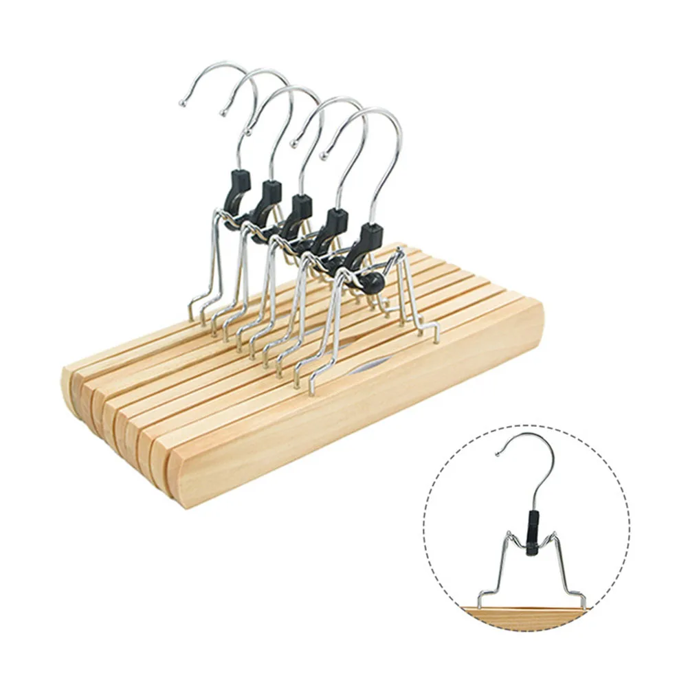 

10pcs Solid Wood Clothes Hanger Wigs Clip Uniform Skirt Clips Pants Racks Wardrobe Storage Organizer Smooth No Barbs No-slip