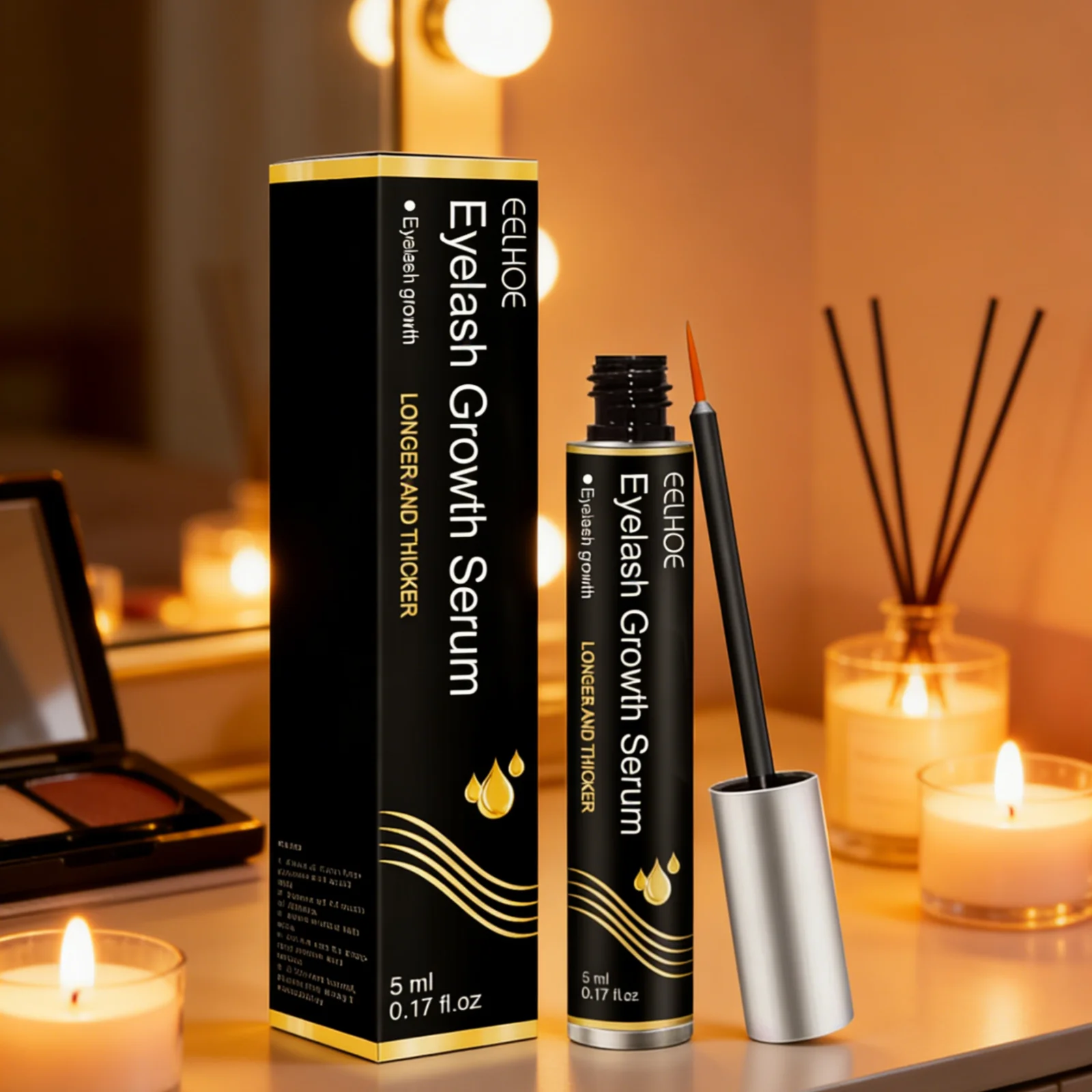 EELHOE Eyelash Growth Serum Deep Nourishment Lengthening Lash Strengthening Repairing Gentle Formula Thicker Eyelashes Enhancer