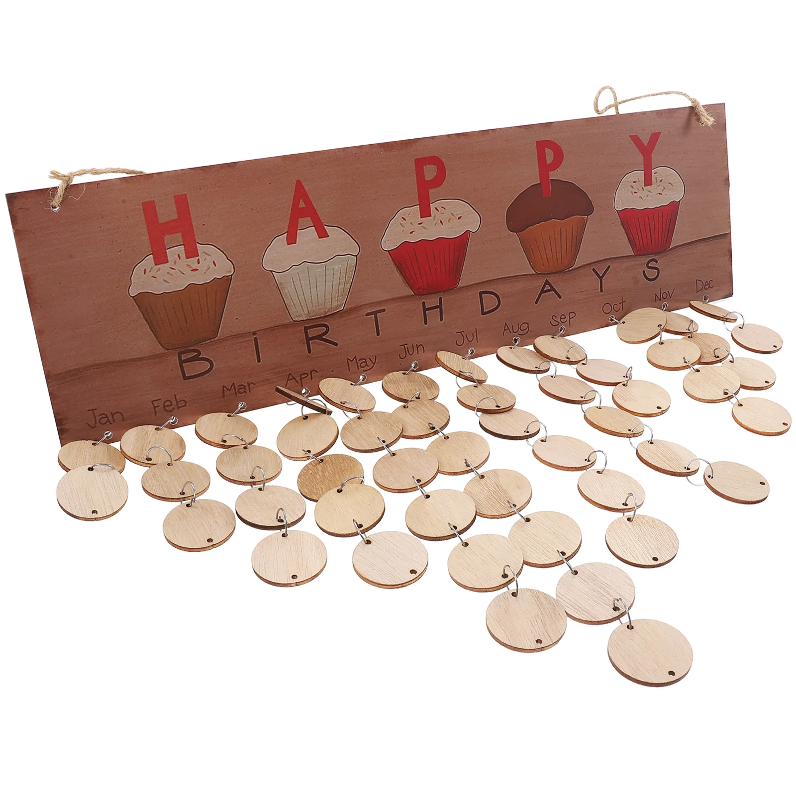 Wooden Board Calendar Hanging Happy Birthday Sign Decorate Reminder Plaque Bamboo Work