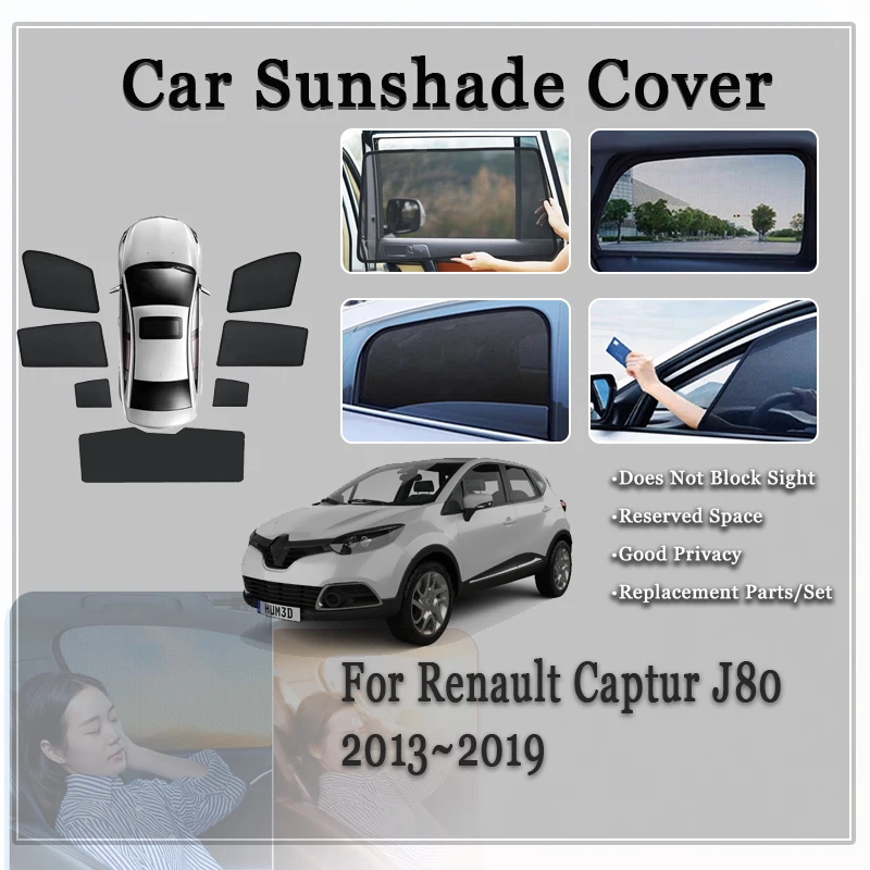 For Renault Captur Samsung QM3 J87 2013~2019 Car Sunshade Pads Anti-UV Magnetic Sun Visors Window Shades Covers Auto Accessories