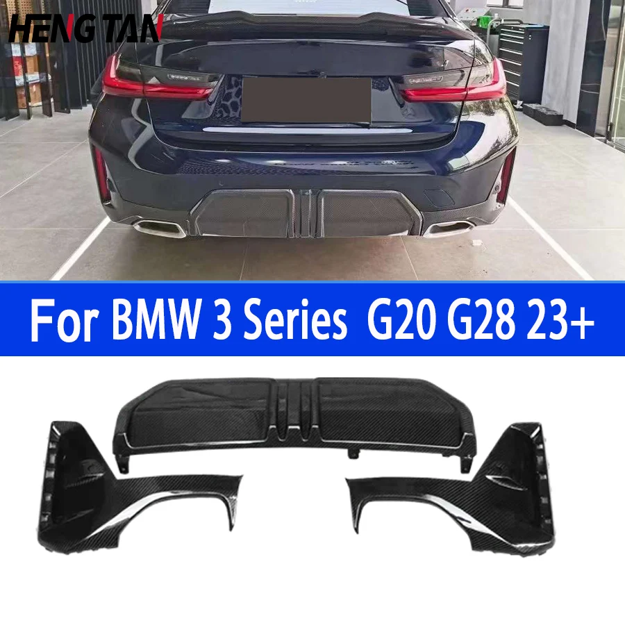 Dry Carbon Fiber Rear Lip Diffuser For BMW 3 Series G20 G28 320i 325i 330i M Sport 2023+ MP Style Back Bumper Spoiler Separator