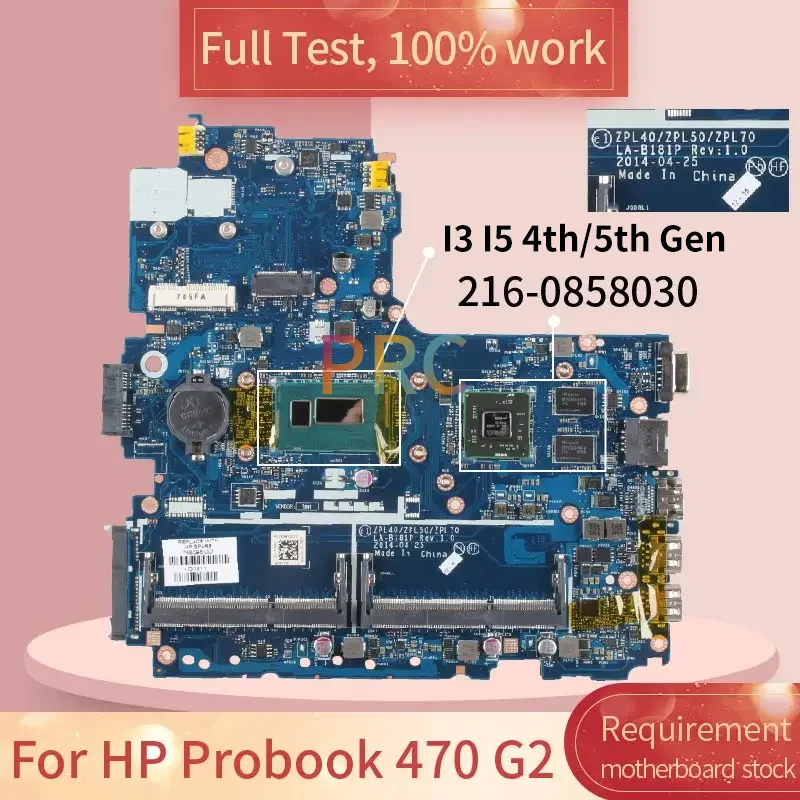 For HP Probook 440 450 G2 Laptop Mainboard LA-B181P I3 I5 4th/5th Gen With GPU 776583-001 807227-601 Notebook Motherboard Tested