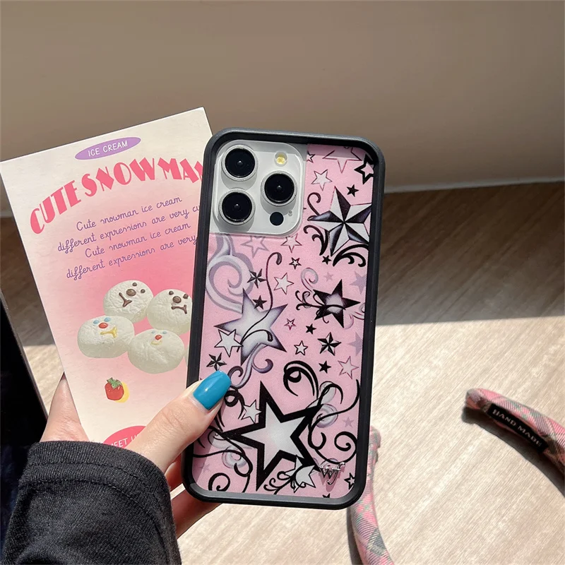 

Wildflower ins Lucky Girl Star Tattoo Phone Case For iPhone 16 15 14 13 12 Pro Max WF Luxury Shockproof Hard Back Cover Capa