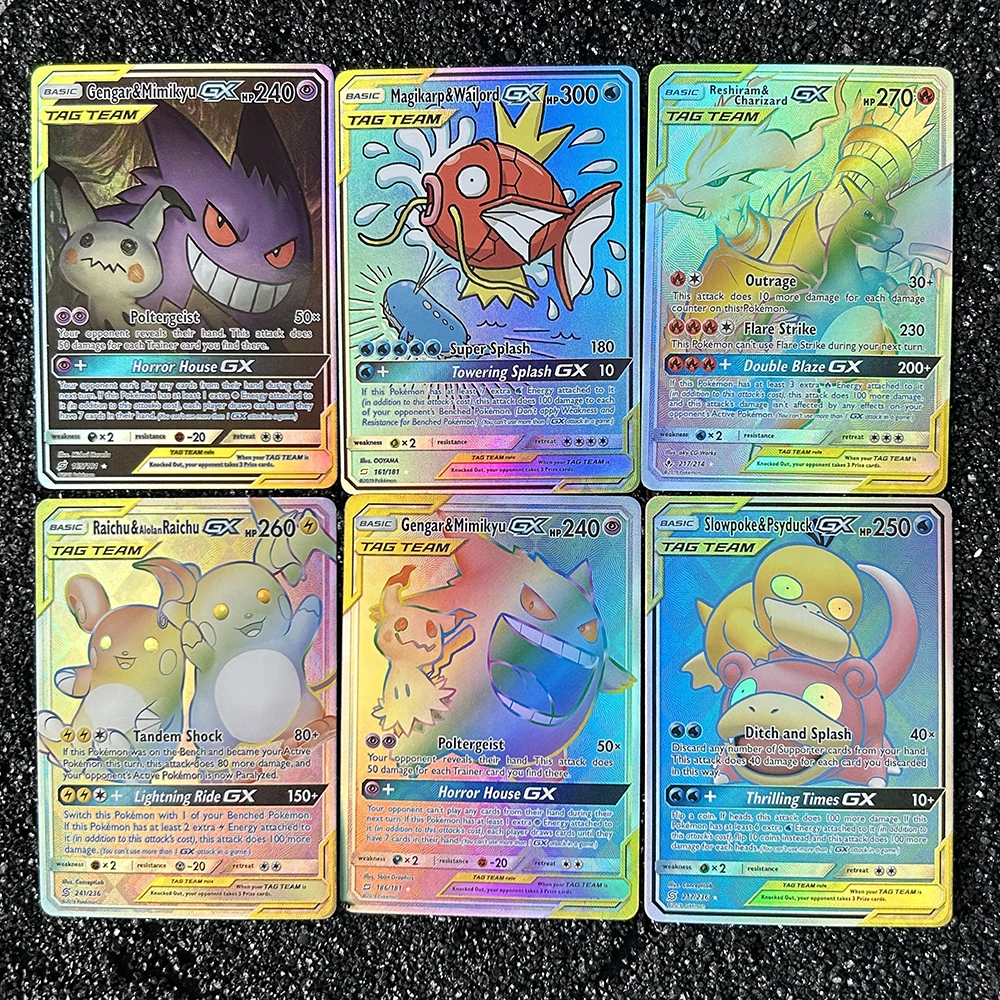 1 قطعة/6 قطعة لتقوم بها بنفسك الوكيل PTCG الإنجليزية Charizard Gengar بطاقات احباط واحدة Magikarp Pichu Psyduck بطاقات جمع الألعاب الكلاسيكية #1