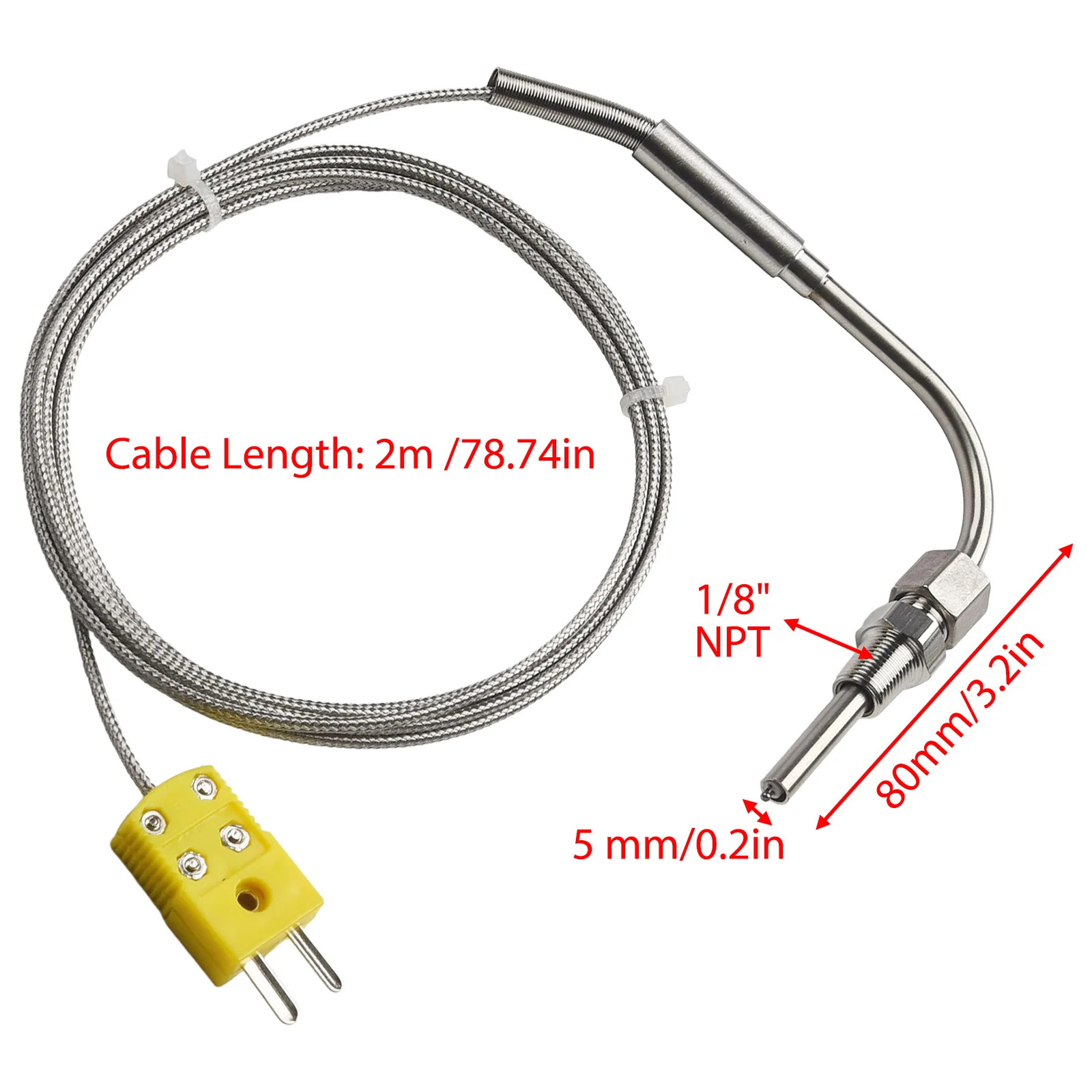 Exhaust Probe K Type Thermocouple 2m /78.74inch 1/8\\\