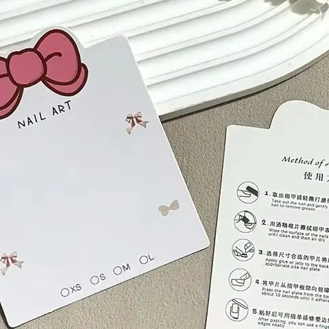 10Pcs Cartoon New Style Bow Tie False Nails Display Cards False Nail Tips Portable Nail Photography Props Manicure Showing Tools