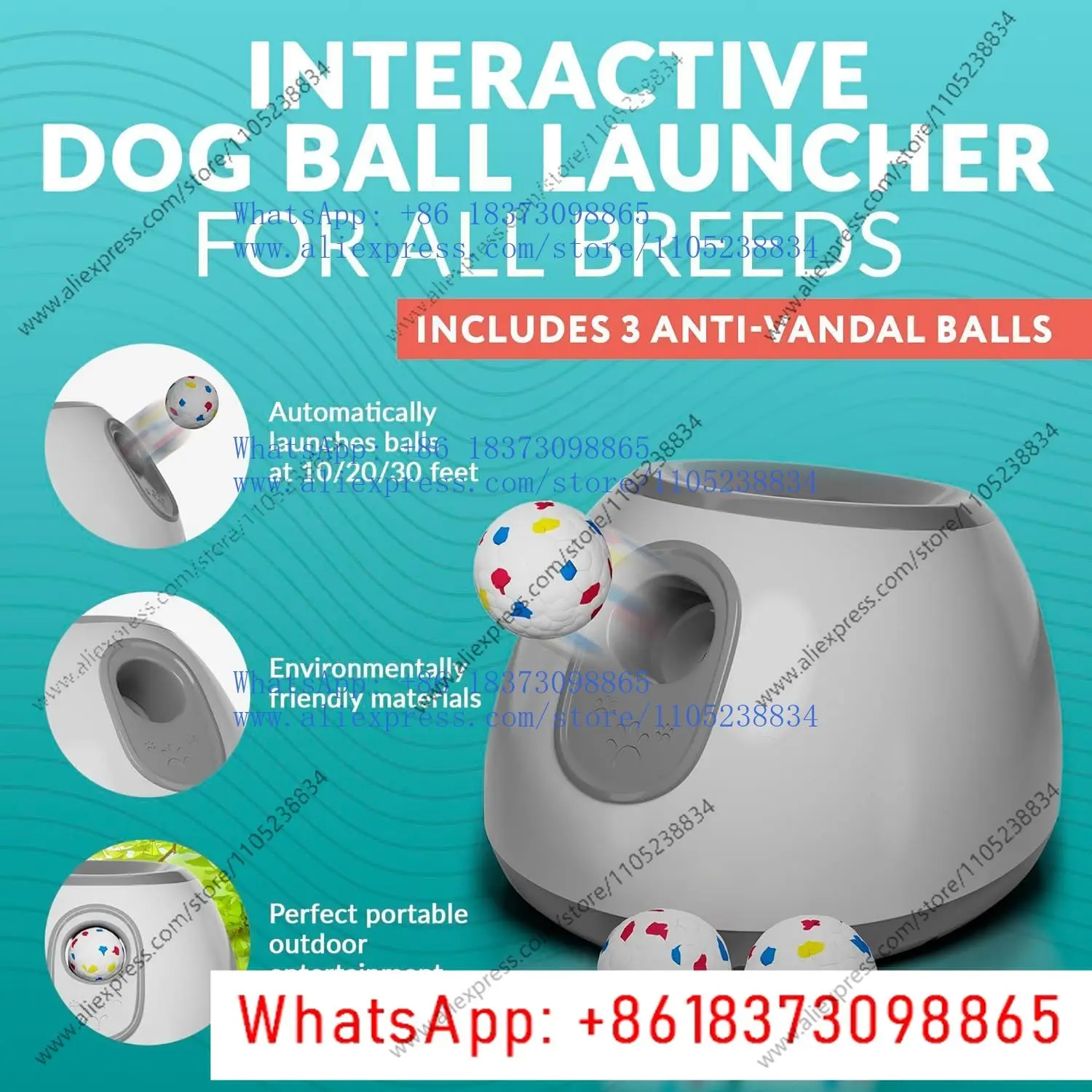 Pet tee dog automatic tennis transmitter ball throwing machine