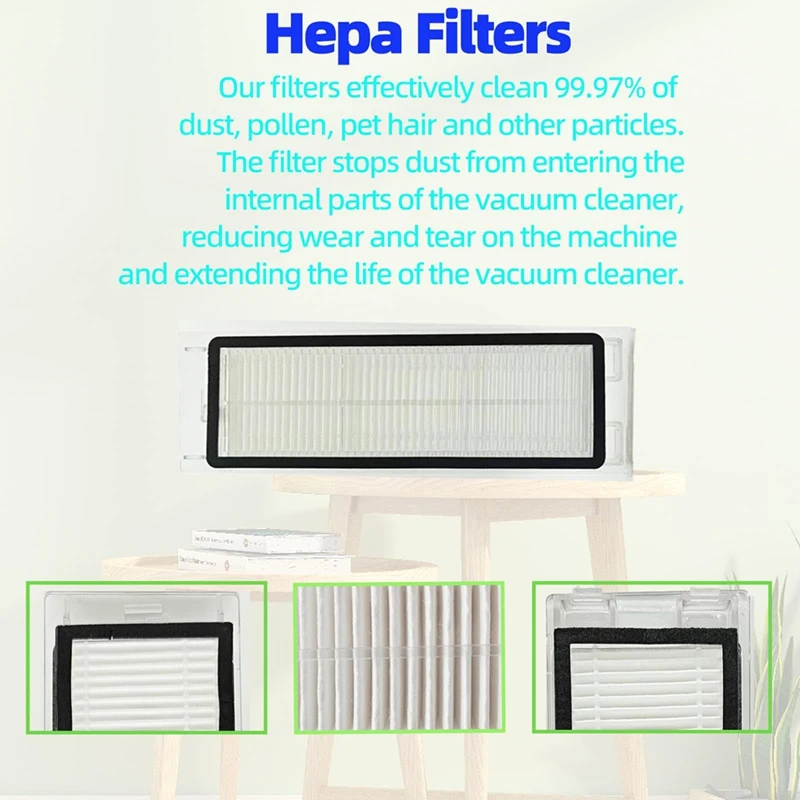 مجموعة ملحقات قطع الغيار AD24 متوافقة مع المكنسة الكهربائية Roborock Q5 Q5+ Q5 Plus، والفرشاة الرئيسية والفرش الجانبية