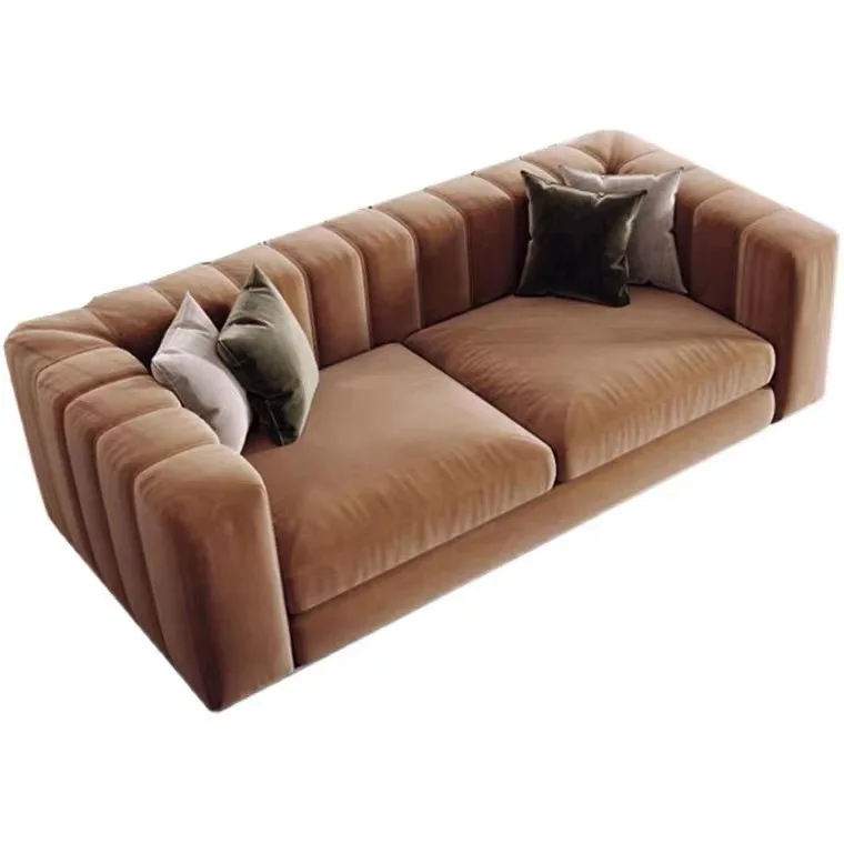 

Nordic fabric sofa simple modern living room double three small apartment American retro solid wood technology cloth sofa