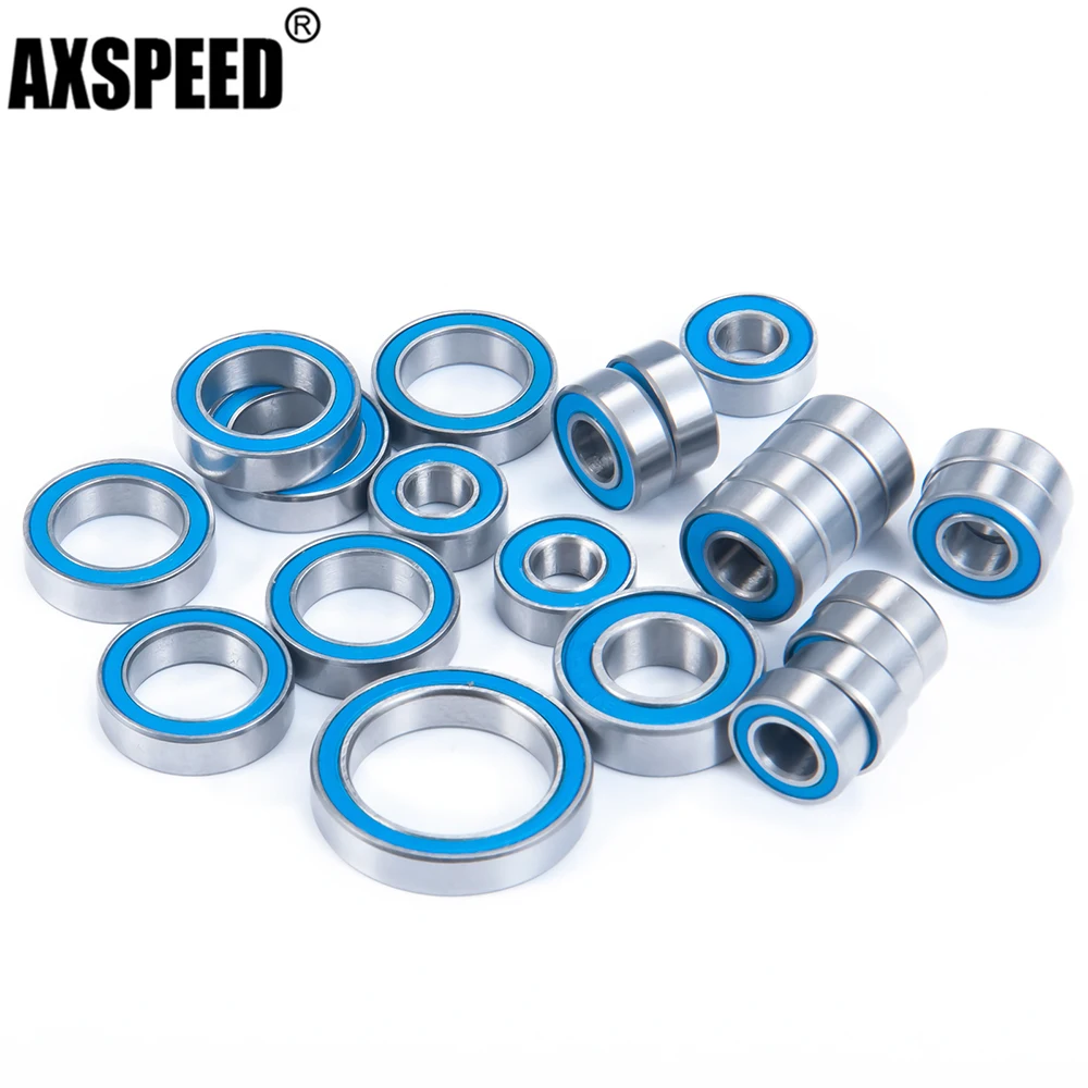 AXSPEED 23Pcs Complete Ball Bearing Kit Rubber Sealed Chrome Steel for 1/10 Axial Wraith Spawn Poison Kit RTR RC Crawler Car