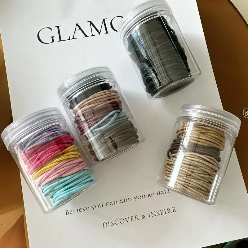100Pcs Seamless Hair Ties High Elastic Long Lasting Rubber Hair Bands for Women Girls Party Daily Hairstyling Supplies