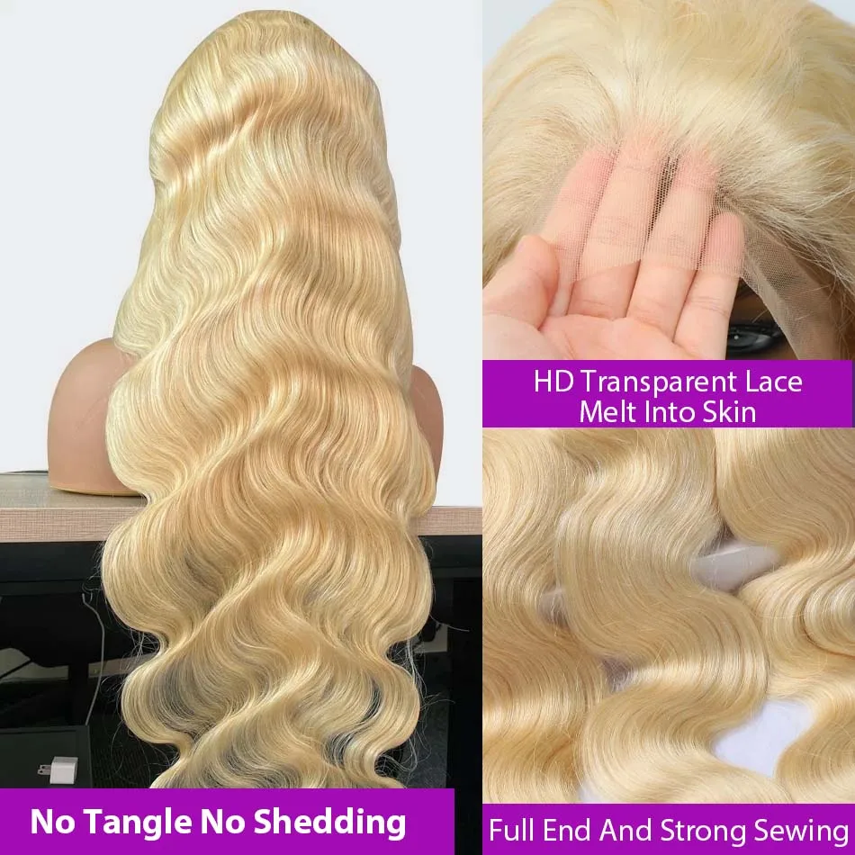 30Inch 613 Blonde Lace Frontal Wigs Transparent 13x4 Body Wave Lace Front Wig Human Hair For Women PrePlucked Remy Brazilian Wig