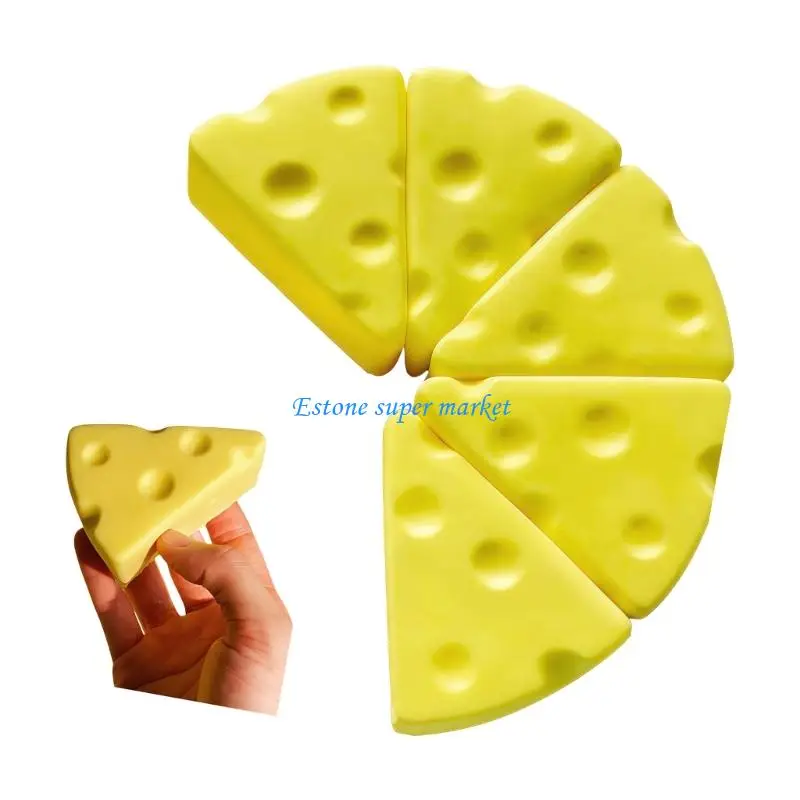 090B 5pc Cheese-themed Squeeze Item Slow Recovery Squeeze Product, Soft Calming Press Item for Adults, Desktop Decor Press Gift