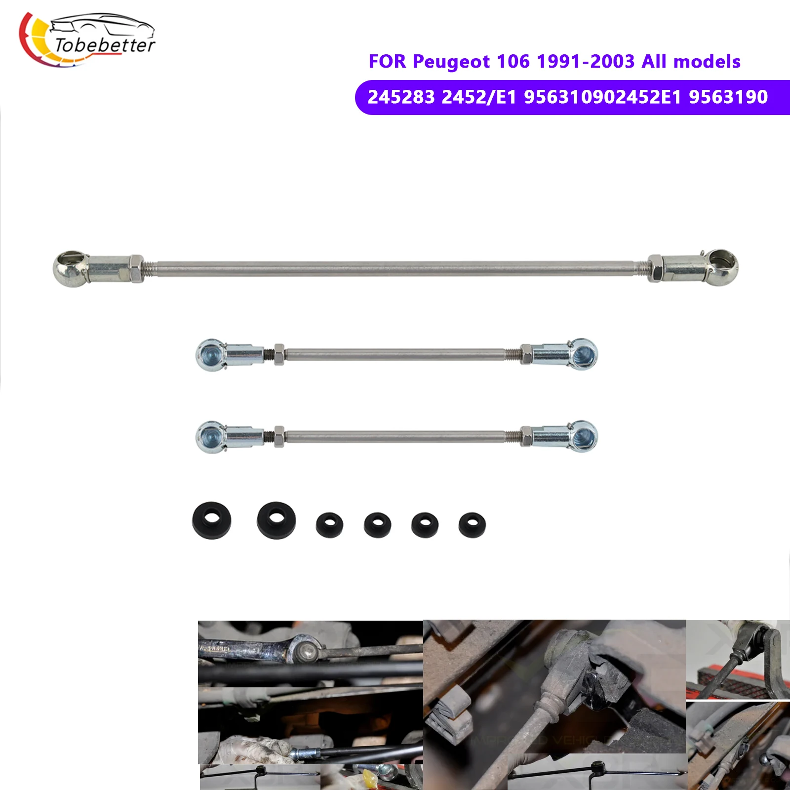 

for Peugeot 106 Citroen Saxo Gear Linkage Push Rods 3pc Kit With Grease Seals 245283 2452/e1 X8R0055 Repair Fix Kit trans