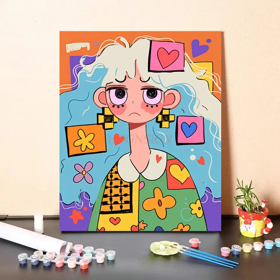 1set Digital oil painting DIY creative manual coloring healing decompression high beauty living room decoration painting