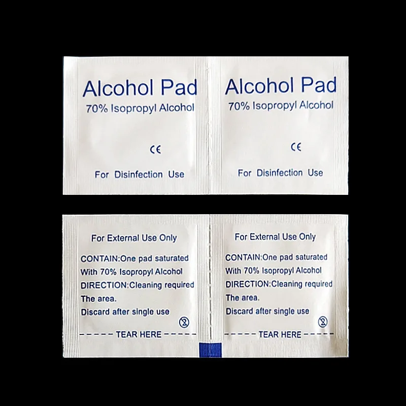 100 Stück Einweg-Wattepads mit 70 % Alkohol, Reinigung von Feuchttüchern, Microblading, Tattoo, Maniküre, Hautdesinfektion, Make-up-Werkzeug – Detail 3