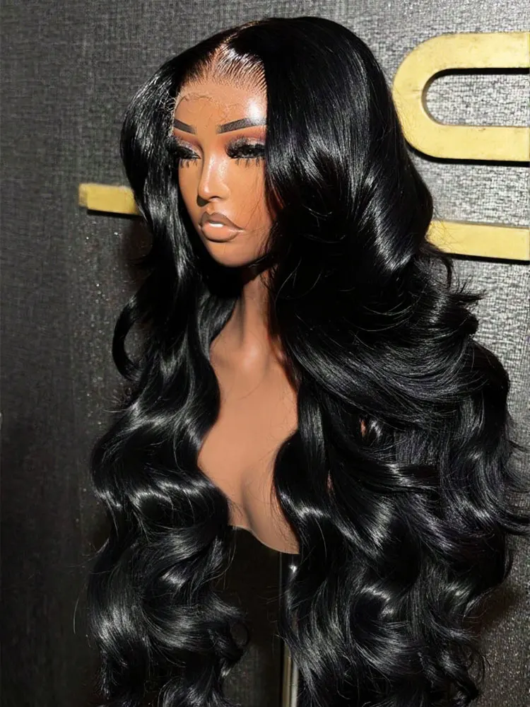 

250% Natural Black Body Wave Human Hair Wigs HD Transparent 13x6 Lace Frontal Wig Pre Plucked Bleached Knots Lace Front Wig