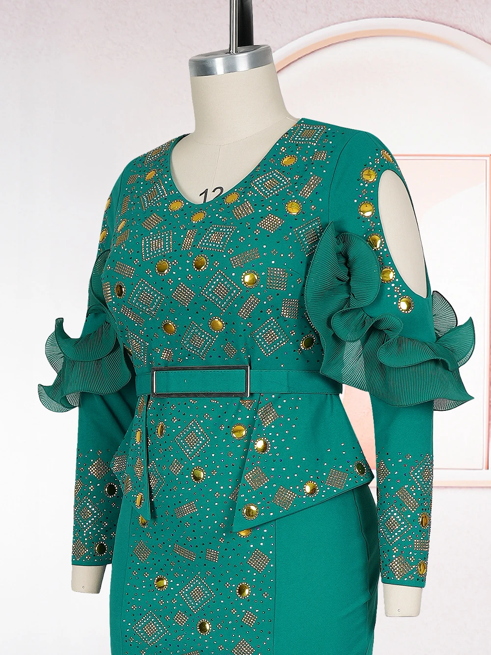 فساتين الحفلات الأفريقية مقاس كبير للنساء Dashiki Diamond Bodycon شق فستان طويل أنيق تركيا مسلم ثوب مسائي الزفاف