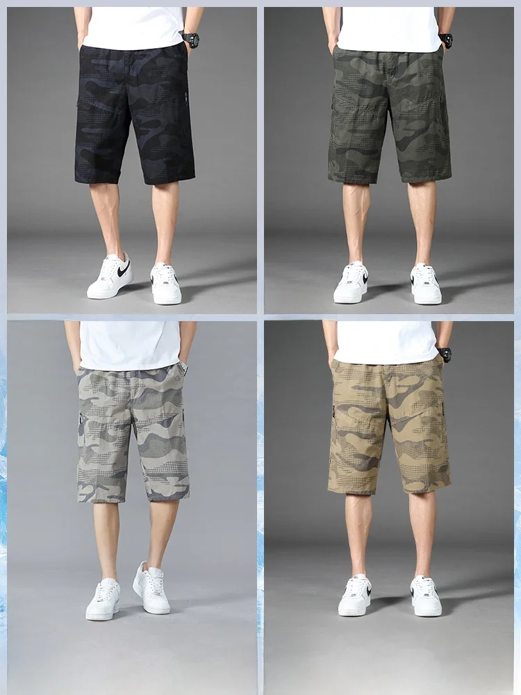

Camouflage Seven-Foot Pants Men's Summer Thin Large Size orts Ice Silk Casual Outdoor Loose Six-Foot Middle Pants 2024 New