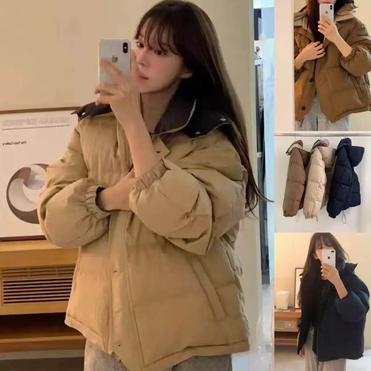 

Detachable Hood Lightweight Geese down Jaet Two-Sided Zipper Warmth Women's Faion Korean Sle Loose Fit Winter Coat