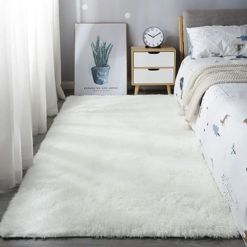 Shaggy Area Gray Rug For Living Room Super Soft Long Pile Bedroom Carpet Non-Slip Children's Home Decor Fluffy Bedside Floor Mat
