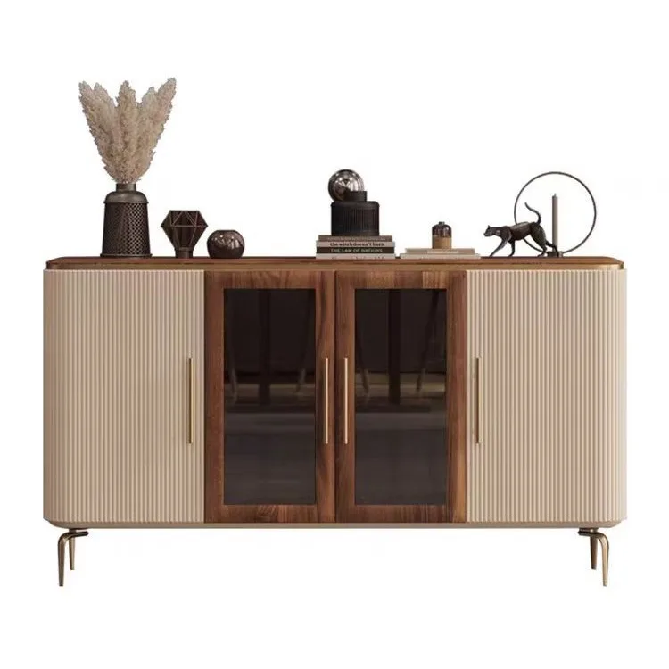 Light luxury medium and ancient style four-door dining side cabinet modern locker living room wall cabinet storage cabinet foyer