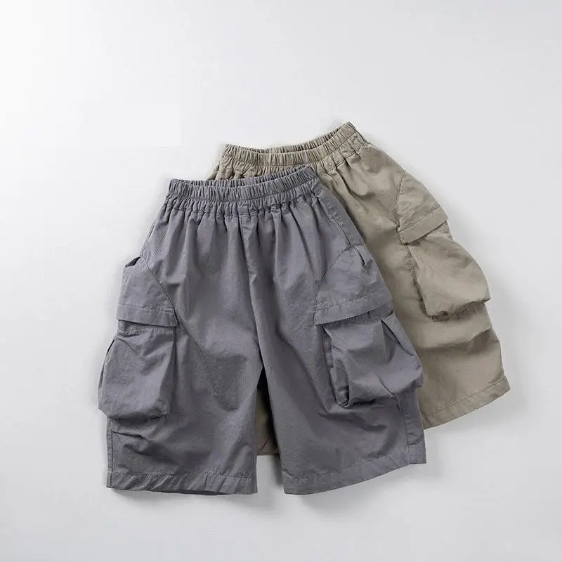

2025 Summer New Children Casual Pants Thin Cotton Boys Versatile Cargo Pants Baby Girls Solid Shorts Kids Outdoor Trousers