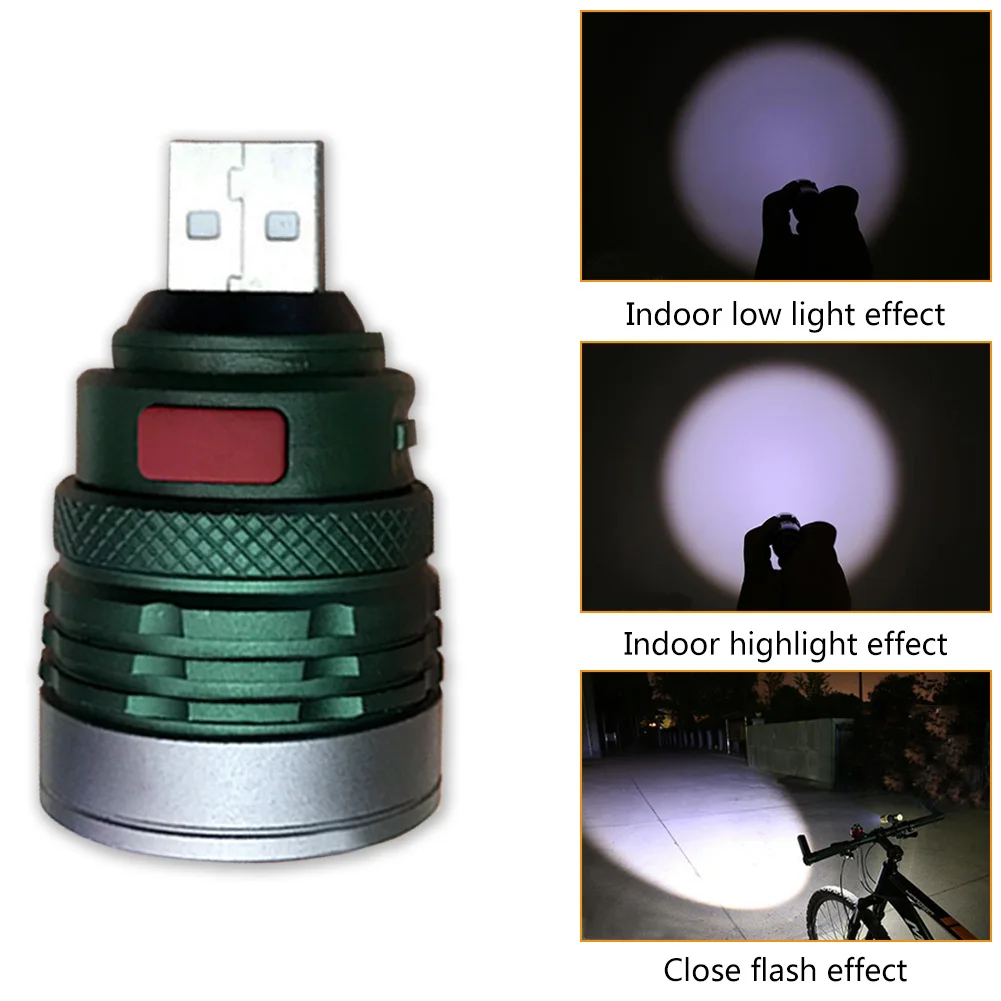 USB Handy Powerful LED Flashlight Portable Mini Zoomable 3 Modes Pocket Torch Lamp Lanterna Lighing For Hunting Camping Riding