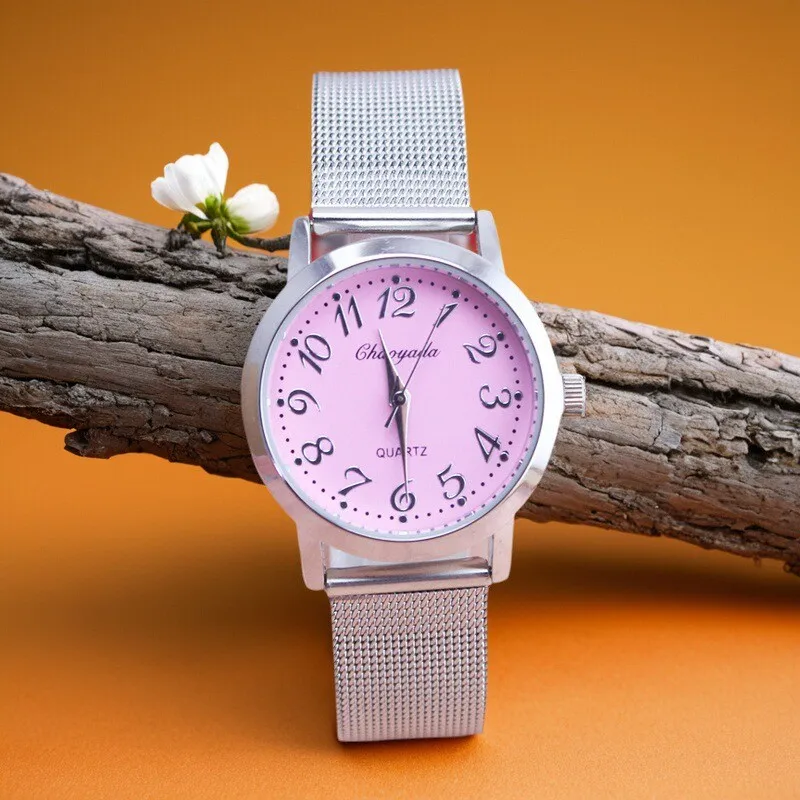 السيدات النساء الكلاسيكية الأزياء الصلب حزام فاخر للماء الساعات النسائية الطلاب أرقام الكوارتز الفضة الهدايا سوار ساعة #1