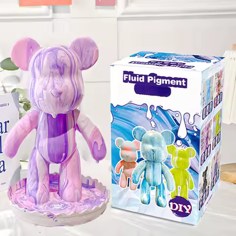 Children's DIY Handmade Colorful Toys Fluid Bear White Embryo Coloring Crafts Girls Painting Gift Set without box