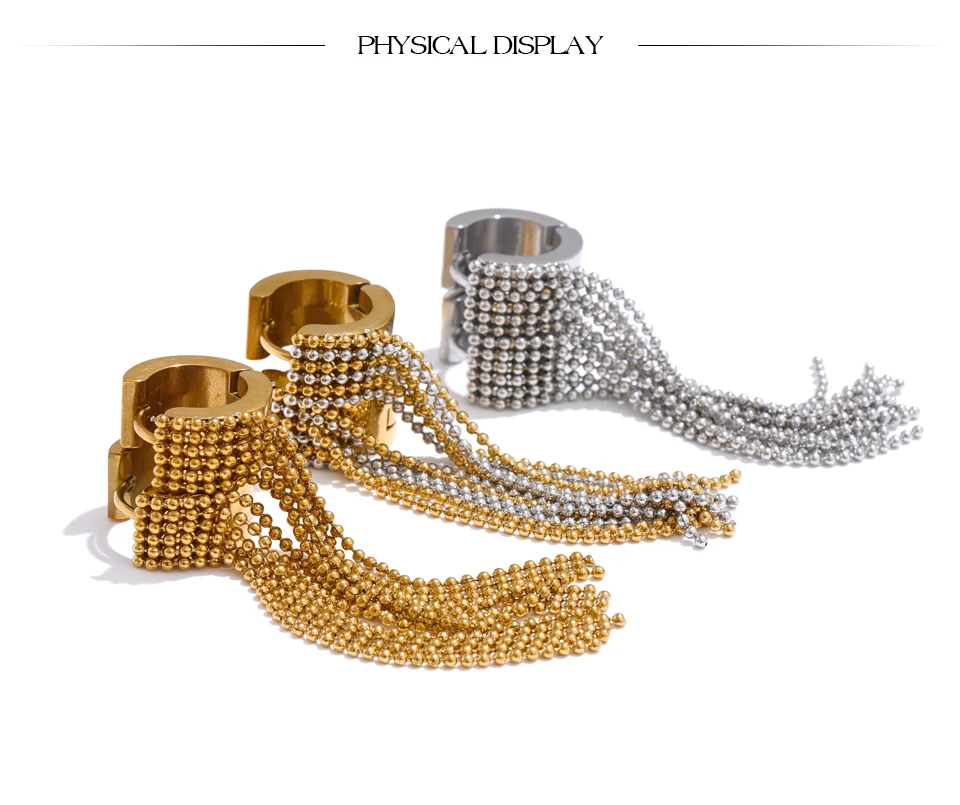 Yhpup Heißer Stil Edelstahl Quaste Lange Kette Tropfen Baumeln Ohrringe Mode Trendy Wasserdicht Täglichen Schmuck Geschenk – Detail 11