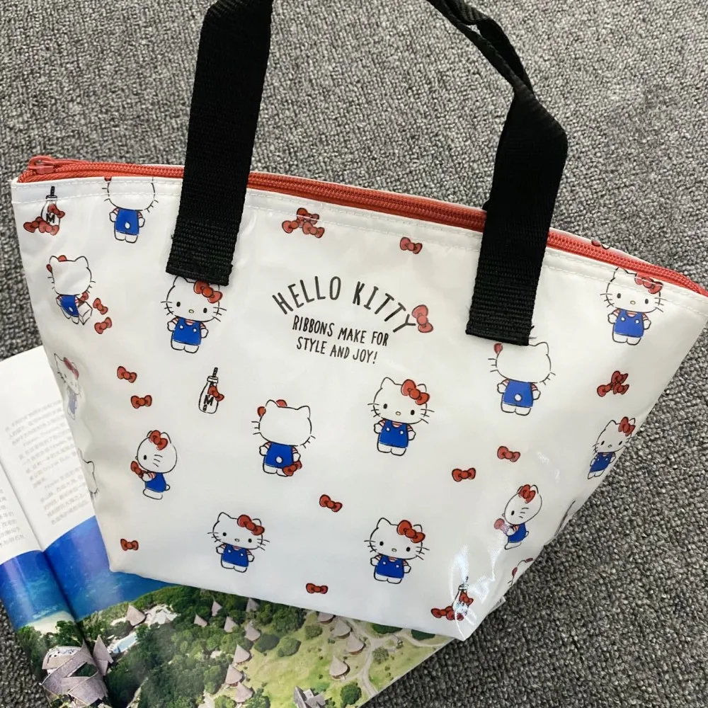 New Hello Kitty Handbag Cute Printed Foldable Eco Friendly Shopping Bag Cartoon Portable Office Large Capacity Lunch Box Bag