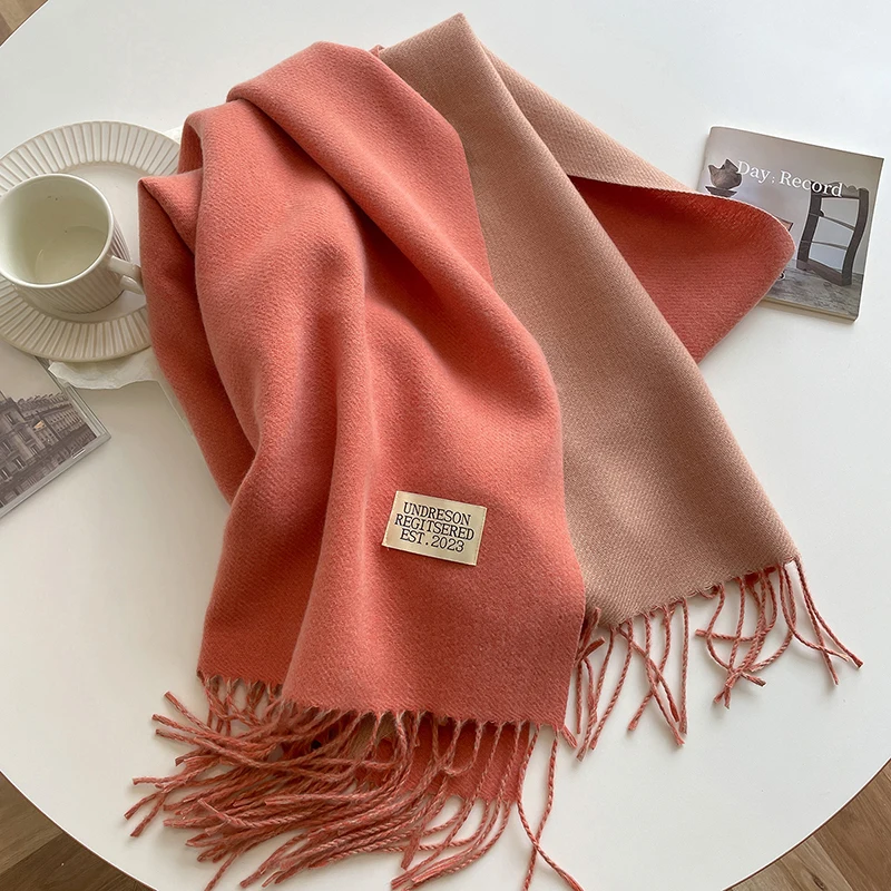 Winter Cashmere Women Scarf Female Luxury Brand Scarves Lady Tassel Bandana Women Solid Shawl Wraps Foulard Tippet Pashmina