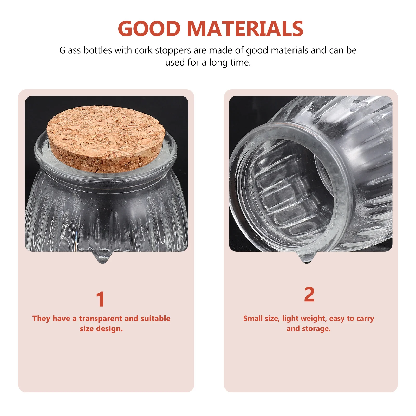 

4Pcs Glass Bottles with Cork Stoppers Transparent Wishing Drift Bottles Multipurpose Storage Containers Decorative Jars