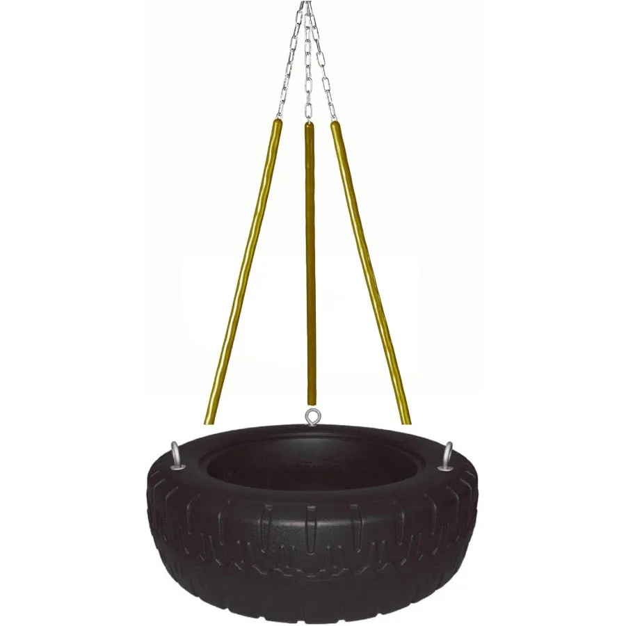 

Black Tire Swing Kit 25 W x 7 H for Jungle Gyms and Swing Sets with Zinc Chains and Hardware 1 PK Black Tire 66 Yellow Chains