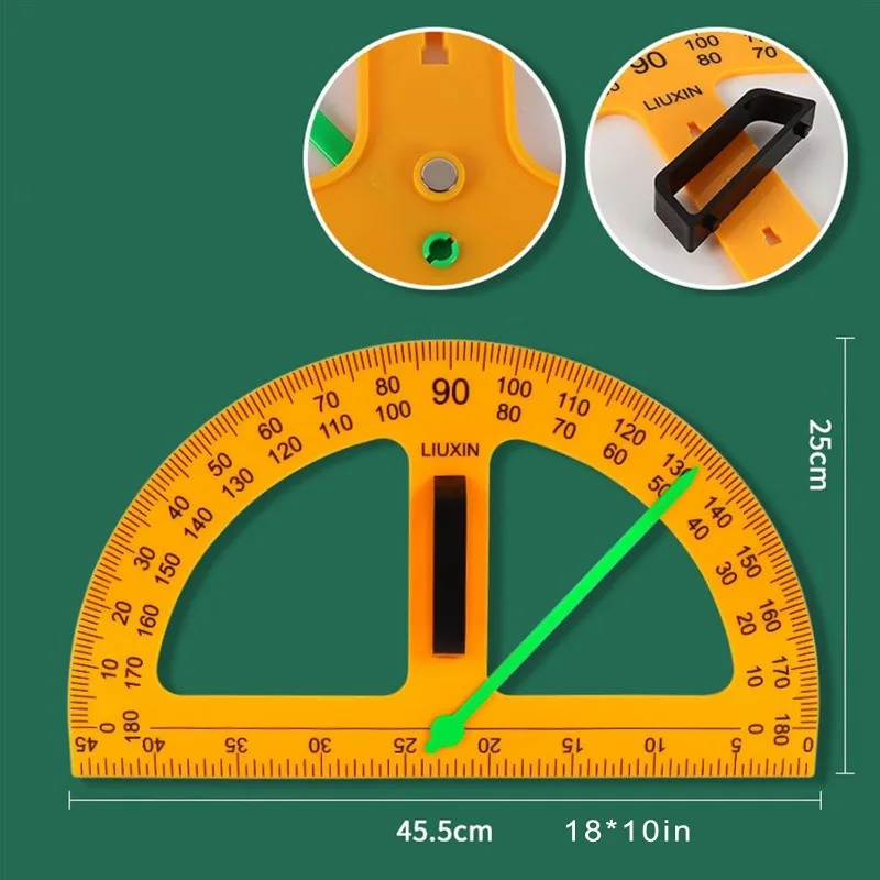 Set on Whiteboard Math Classroom Large Protractor Triangle Ruler Plate Set Compass Drawing Tools for Teacher (5 Pieces)